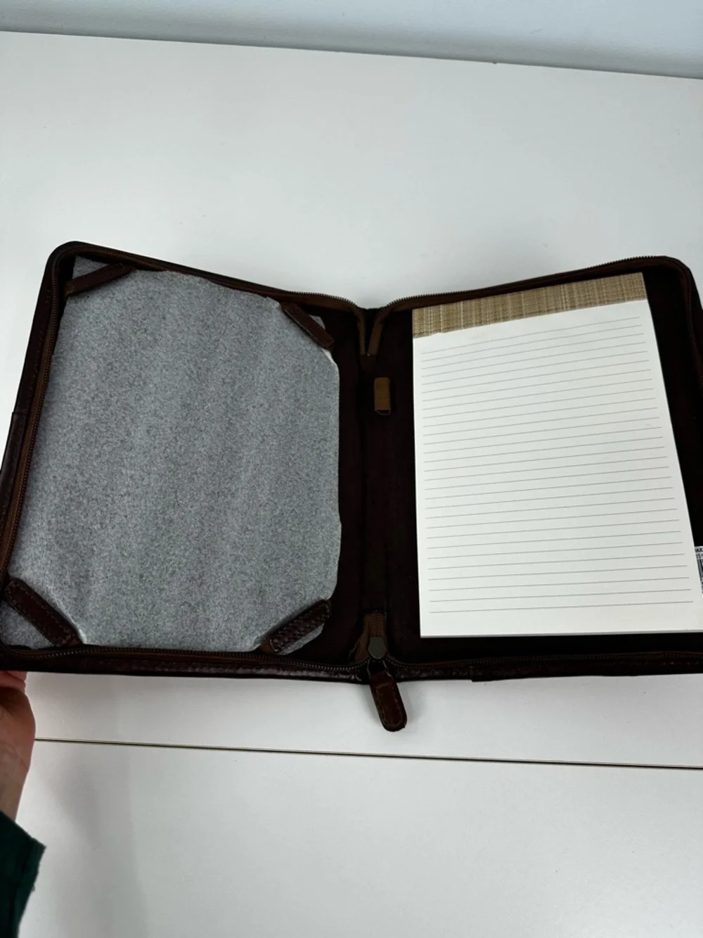 Oak Park Tablet Folio from Barnes & Noble Brown Edges with Tan Cloth Zip Closure